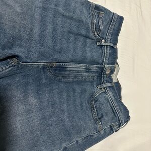 Everlane Blue Straight Leg Jeans with Vintage Wash and Contrasting Stitching